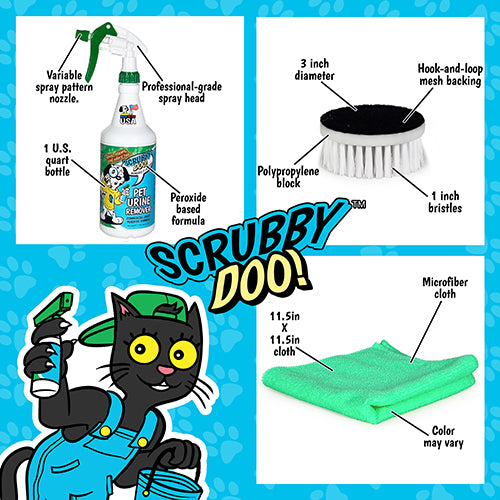 Scrubby Doo - Pet Urine Remover Kit | Carpet, Furniture, Upholstery Spotter | 1 Quart | SD-CRPT-W3V-GMF